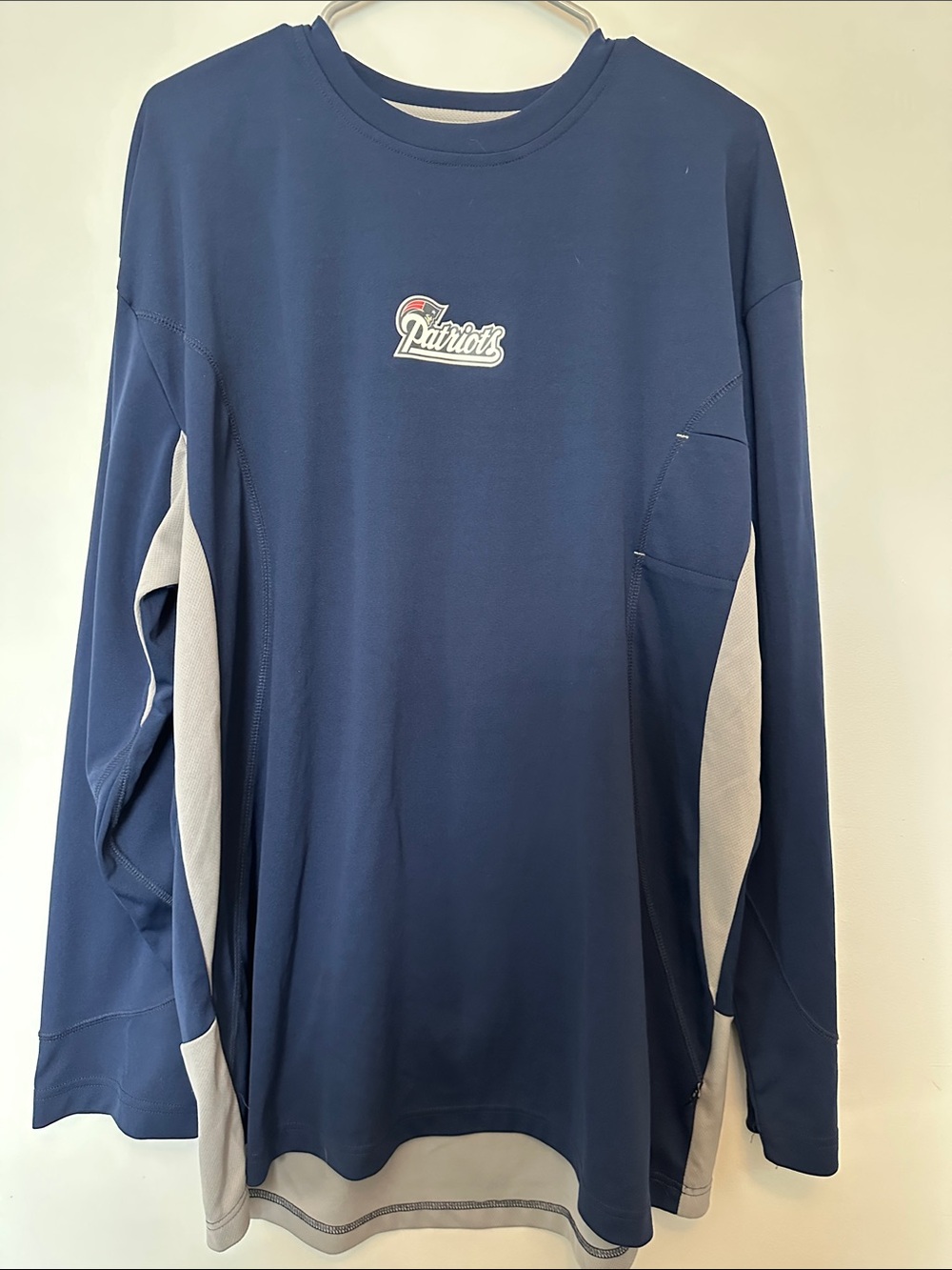 NFL Patriots Navy and Gray Long Sleeve Performance Shirt